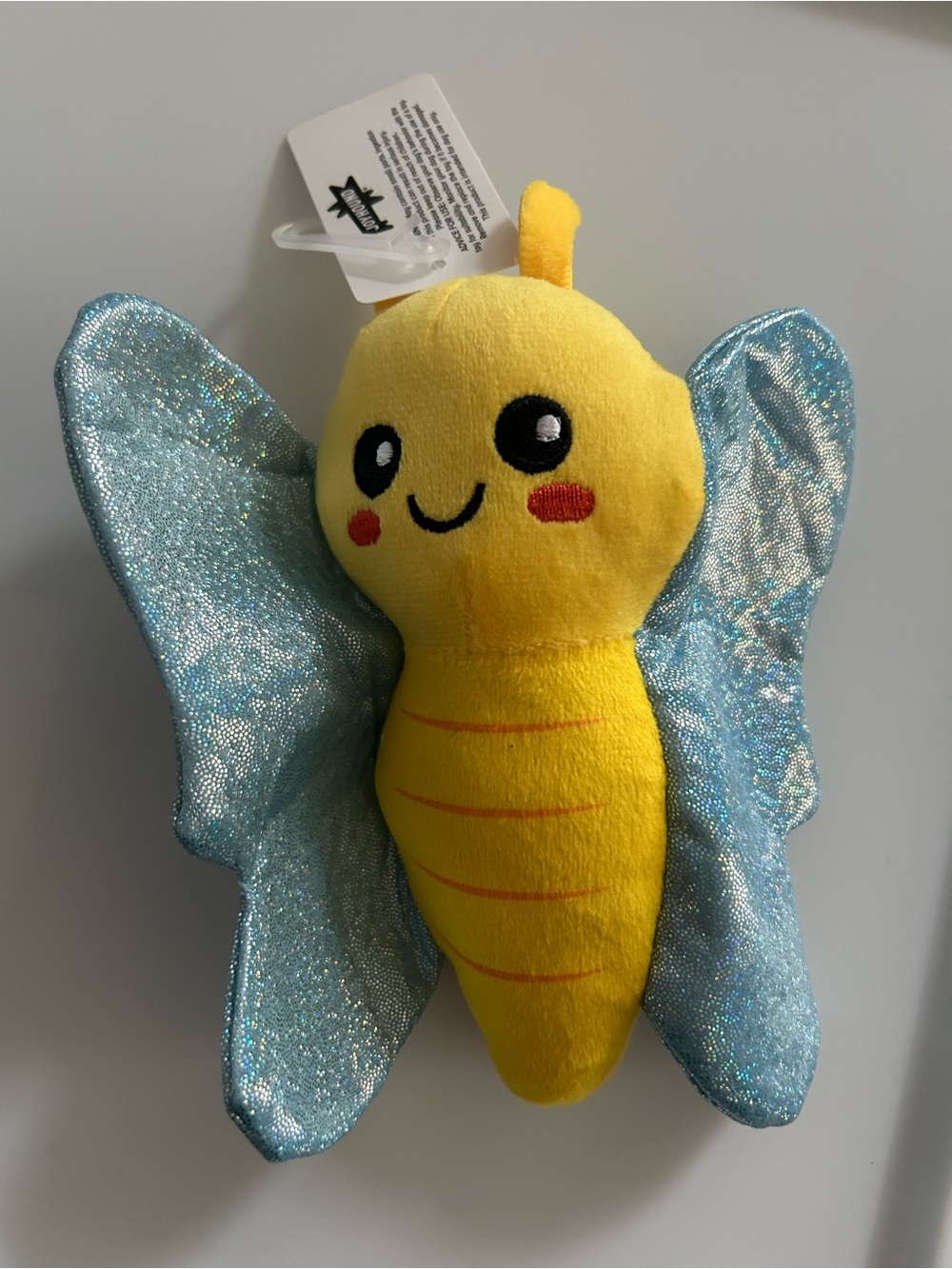 Joyhound Butterfly Plush Squeaker Dog Toy Yellow Blue Shimmer NWT